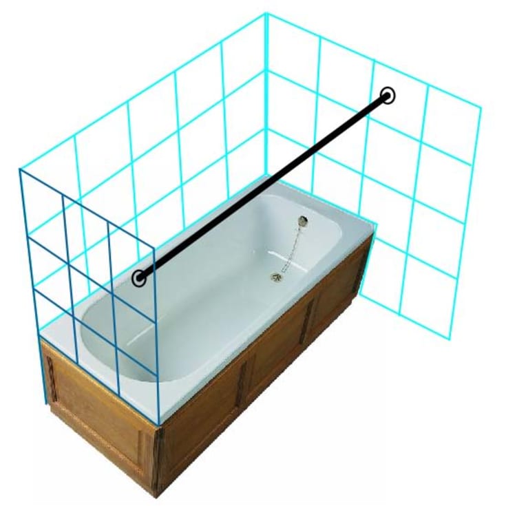 Van Der P dusjforhengstang, 200 cm, rustfritt stål