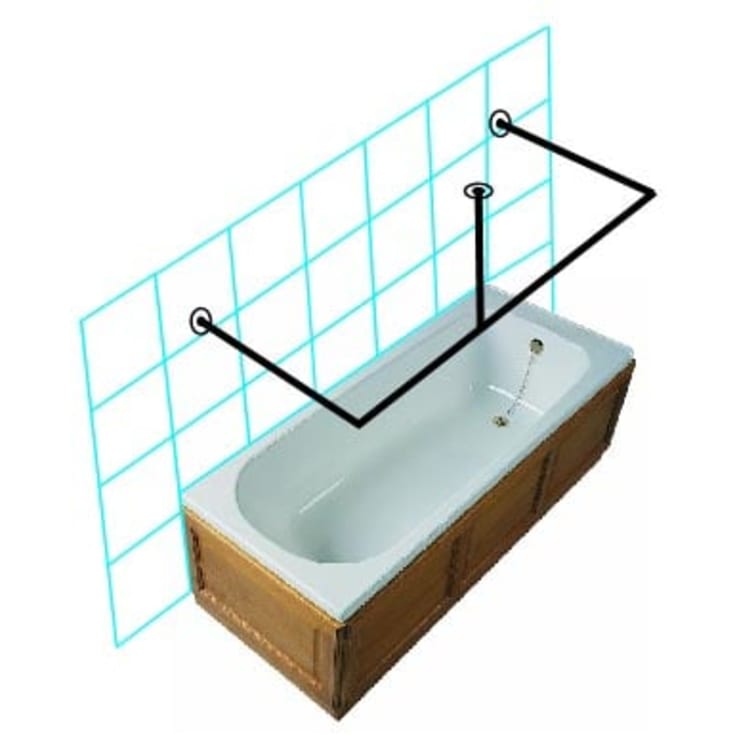 Van Der P duschdraperistång, 100x200x100 cm, rostfritt stål