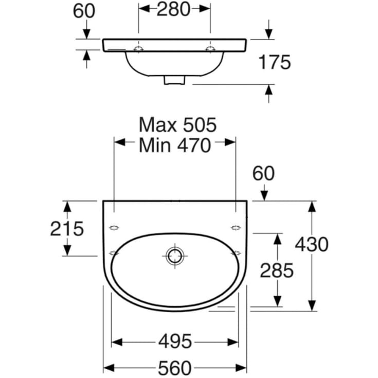 Gustavsberg Nautic 5556 håndvask, 56x43 cm, hvid
