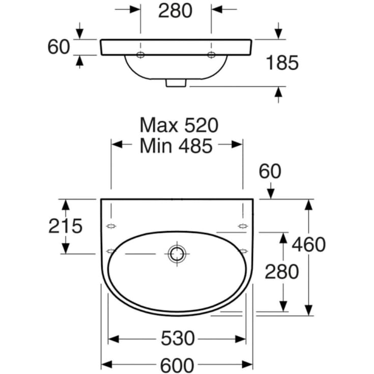 Gustavsberg Nautic 5560 håndvask, 60x46 cm, hvid