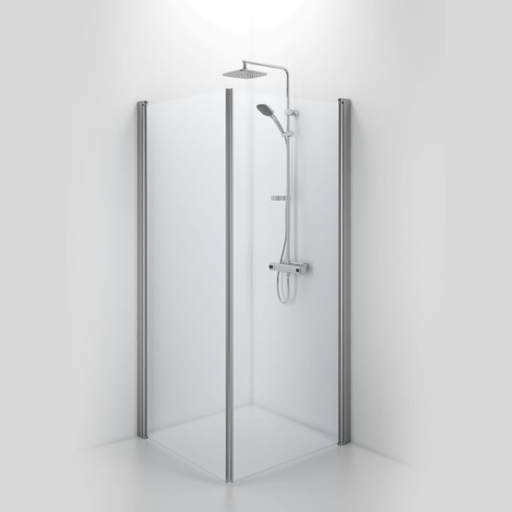 Contura Shower Space dusjvegg, 89x89 cm, klart glass, aluminiumsprofil