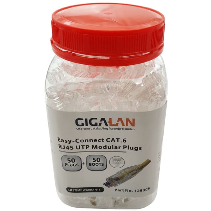 Modulär kontakt Easy-Connect RJ45 Cat.6 UTP för mjuk/fast ledare