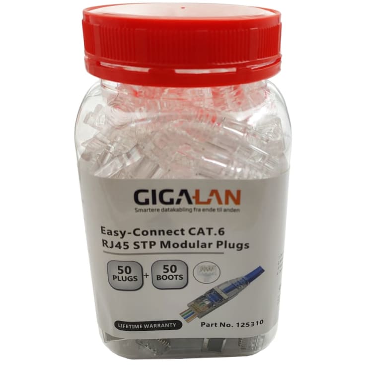 Modulær plugg Easy-Connect RJ45 Cat.6 STP for myk/massiv leder