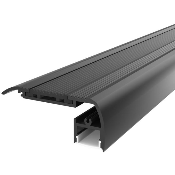 Alu Profil 24S, trappe profil, 2000 x 65 x 27,5 mm, sort/opal