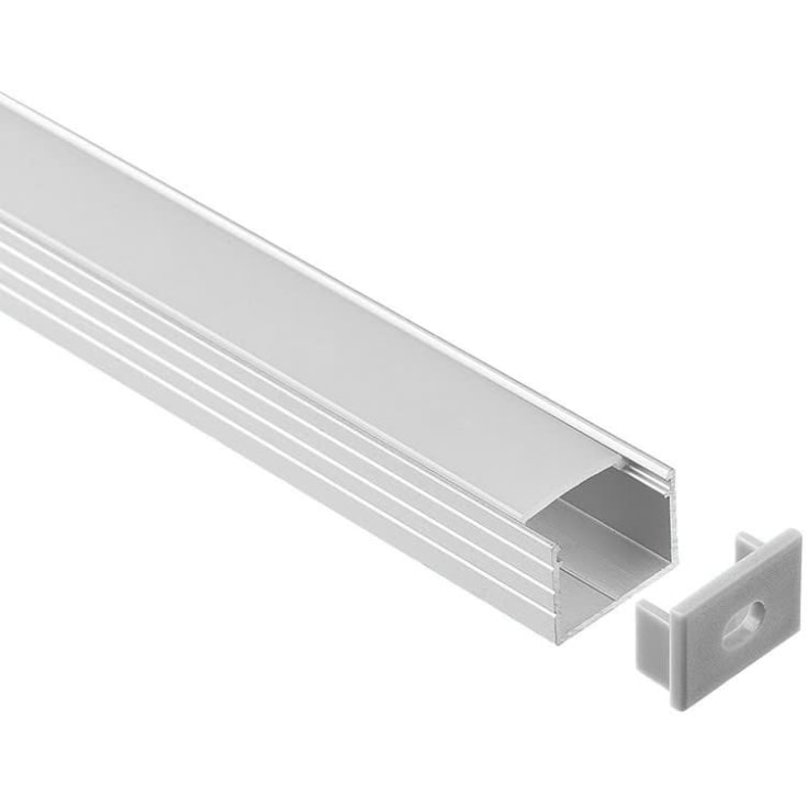 Alu Profil 1813 påbygning, 2000 x 18 x 13 mm, alu/opal