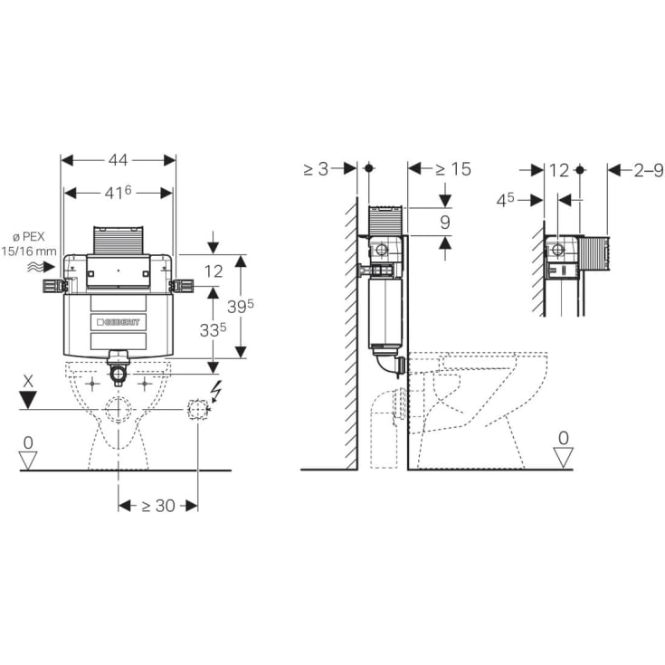 Geberit Omega innbyggingssisterne, 82 cm