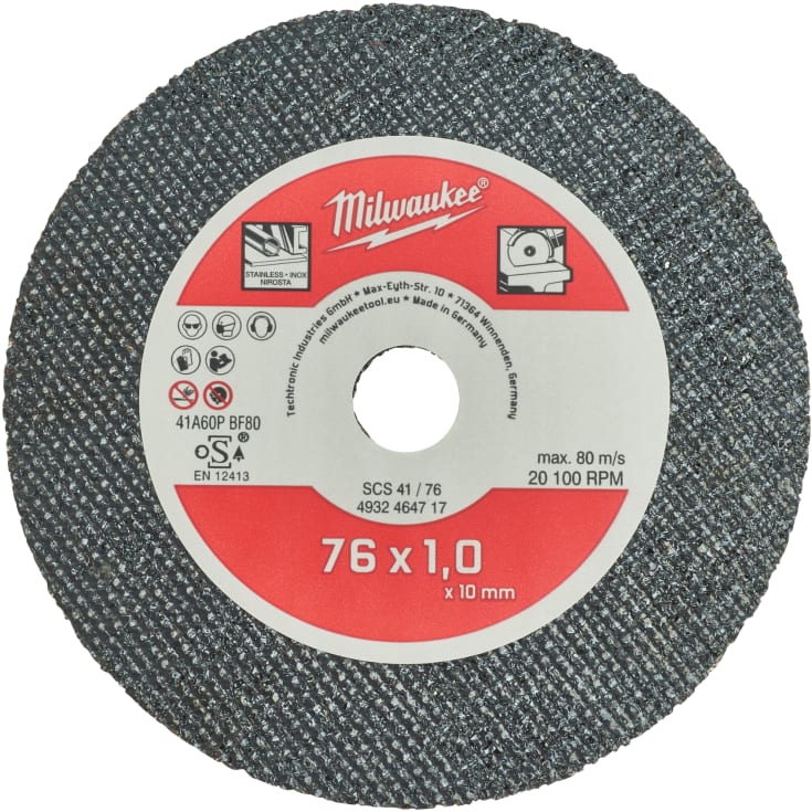 Milwaukee skæreskive til metal, Ø76/10x1 mm, 5 stk