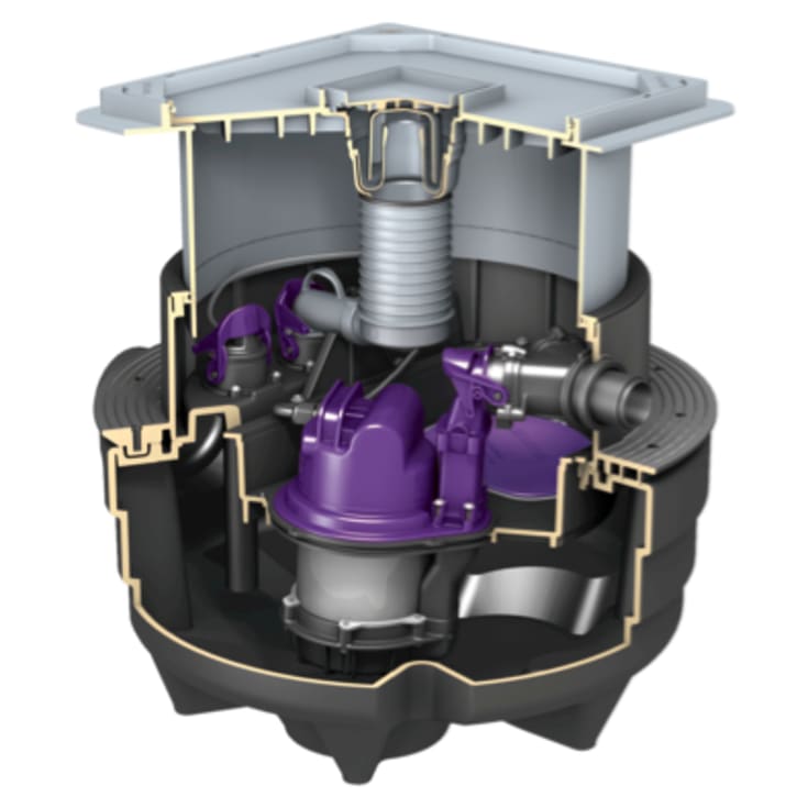 Kessel Aqualift Mono t/installation i flisegulv, sort spildevand