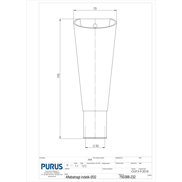 Overløbstragt til Muffe