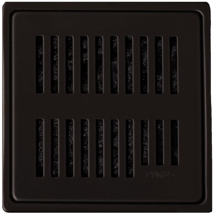 Purus Square Rib afløbsrist, rist og ramme, 161x161 mm, mat sort