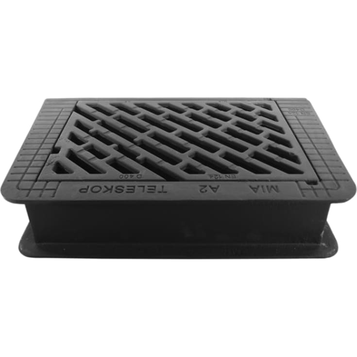 MIA A2 betäckning/galler rektangulär, teleskopisk, D400, segjärn