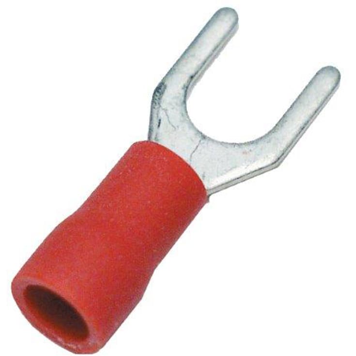 100 stk Isolerte gaffelkabelsko røde, 0,5-1,5 mm², M5
