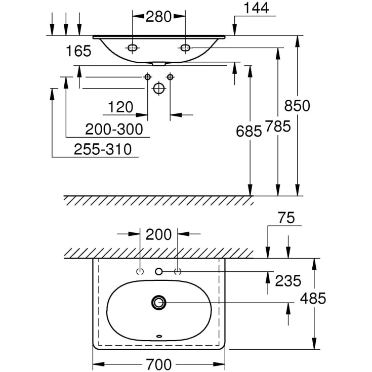 Grohe Essence Ceramic håndvask, 70x48,5 cm, hvid