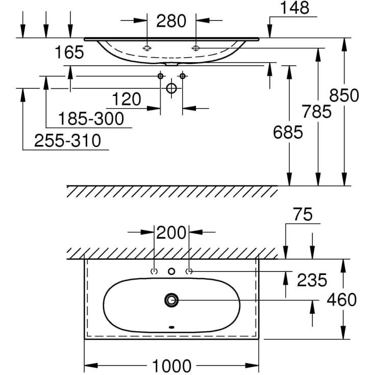 Grohe Essence Ceramic servant, 100x46 cm, hvit