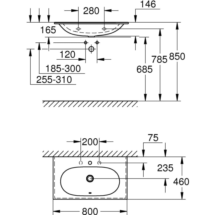 Grohe Essence Ceramic håndvask, 80x46 cm, hvid