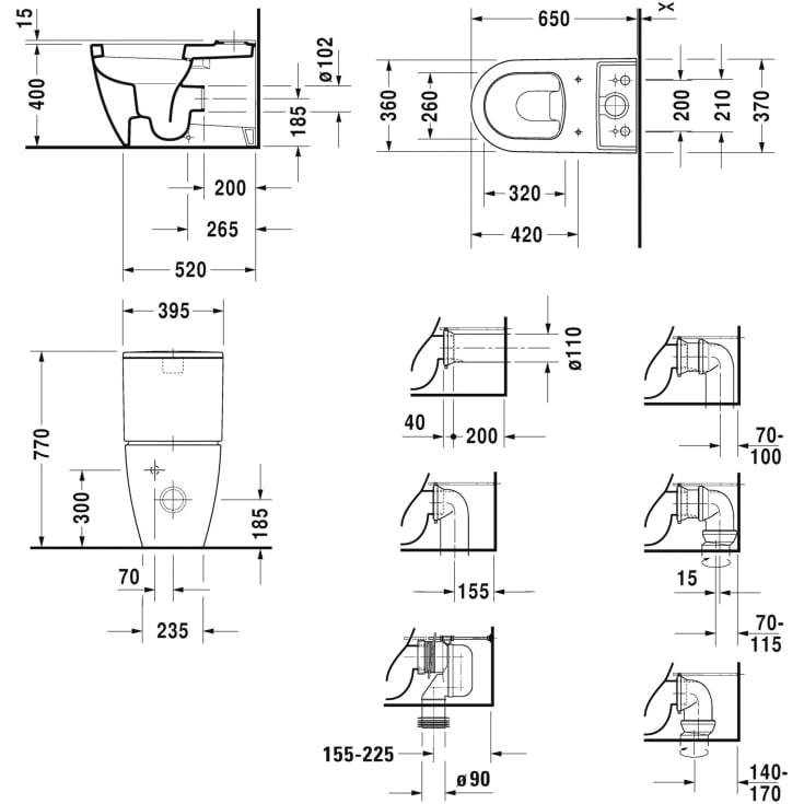 Duravit Me by Starck toilet, kun toiletskål, hvid