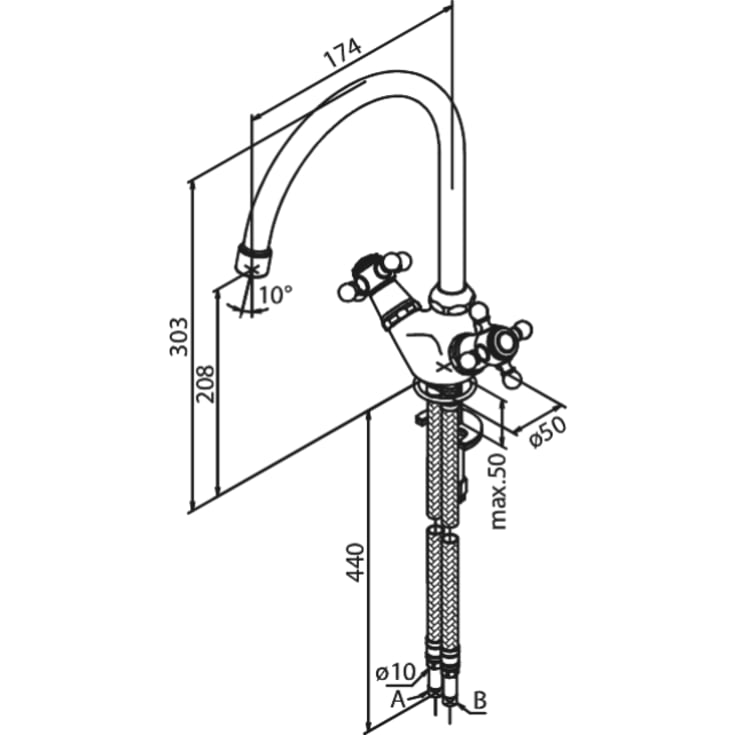 Damixa Tradition køkkenarmatur, krom