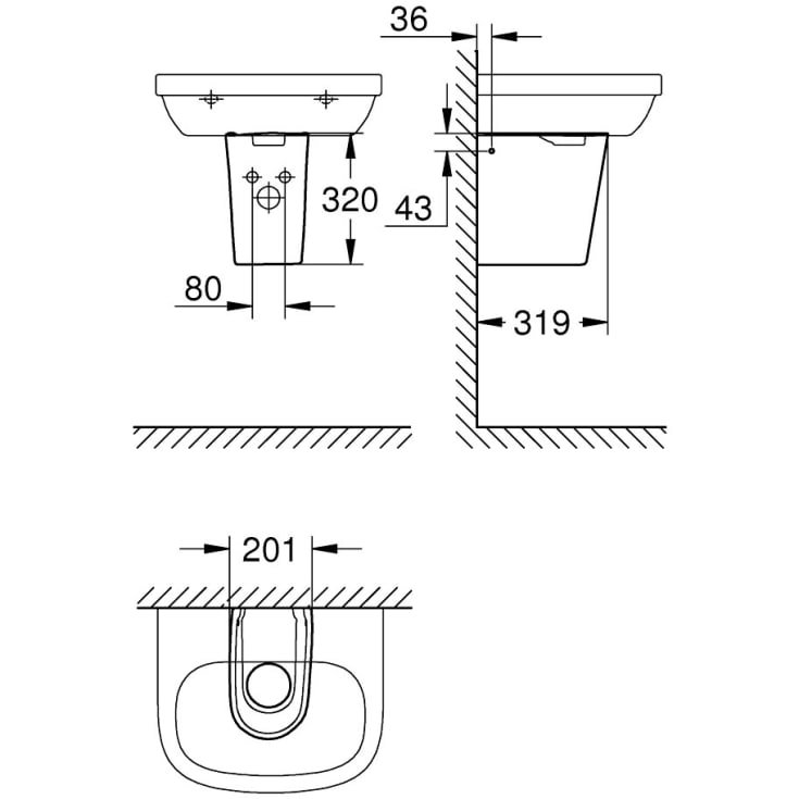 Grohe Essence halvsøjle til håndvask, hvid