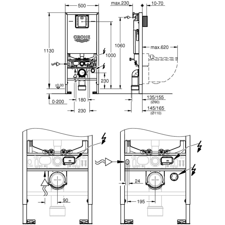 Grohe Rapid SLX innbyggingssisterne, 113 cm