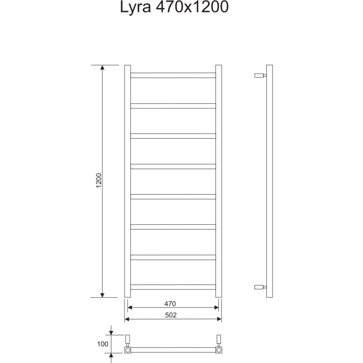 Pax Lyra håndklædetørrer, kombi, 50x120 cm, krom