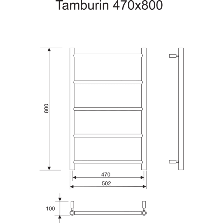 Pax Tamburin håndklædetørrer, kombi, 50x80 cm, krom
