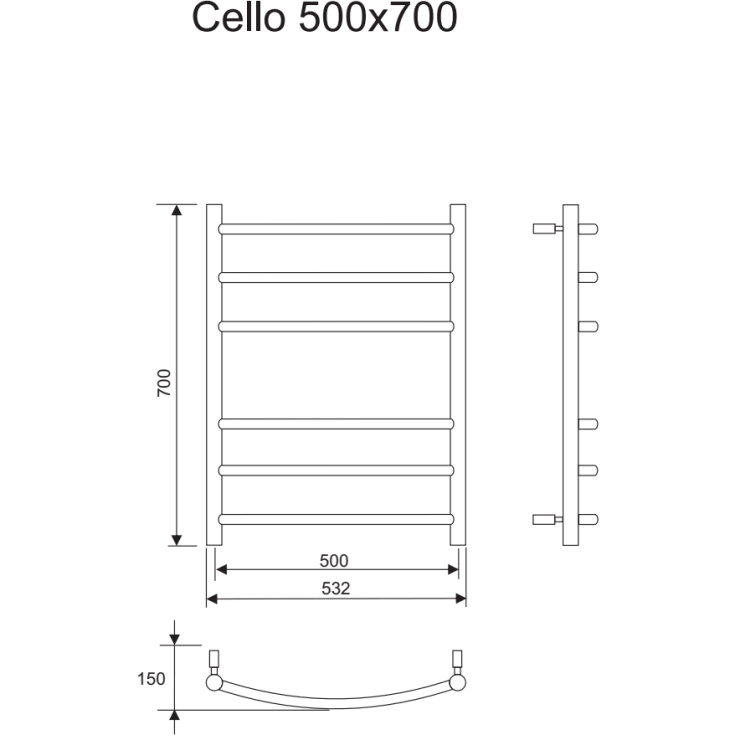 Pax Cello handdukstork, kombi, 53x70 cm, krom
