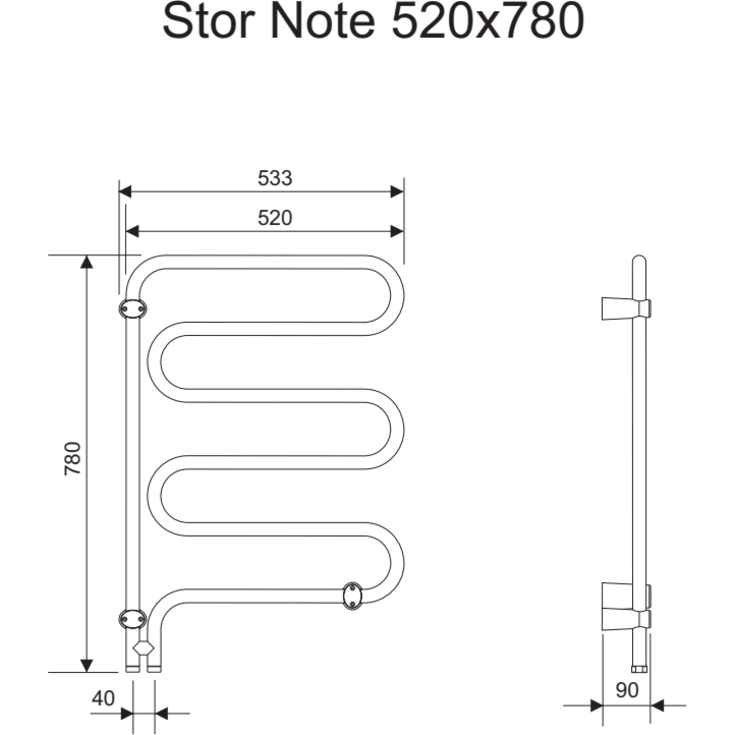 Pax Note handdukstork, kombi, 52x78 cm, krom