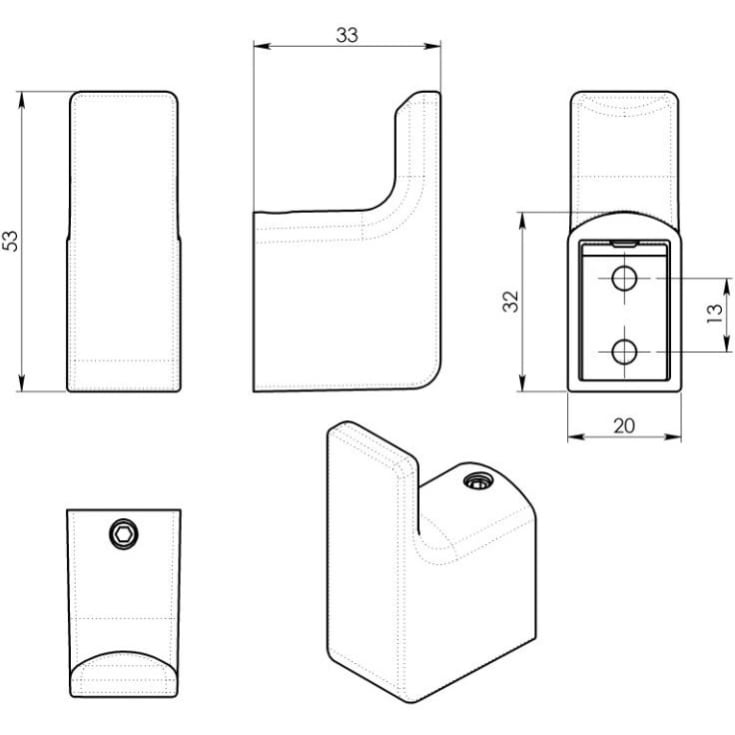 Hefe Piren håndklædekrog, 2 stk., mat hvid