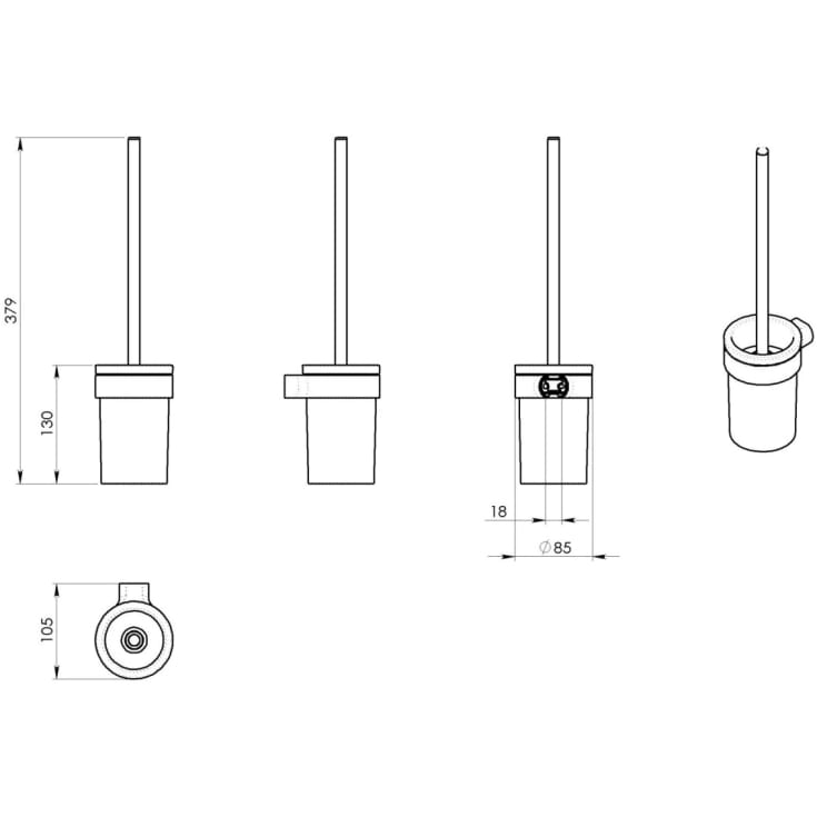 Hefe Piren toiletbørste, krom