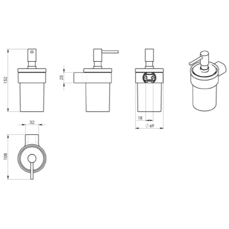 Hefe Piren sæbedispenser, mat sort