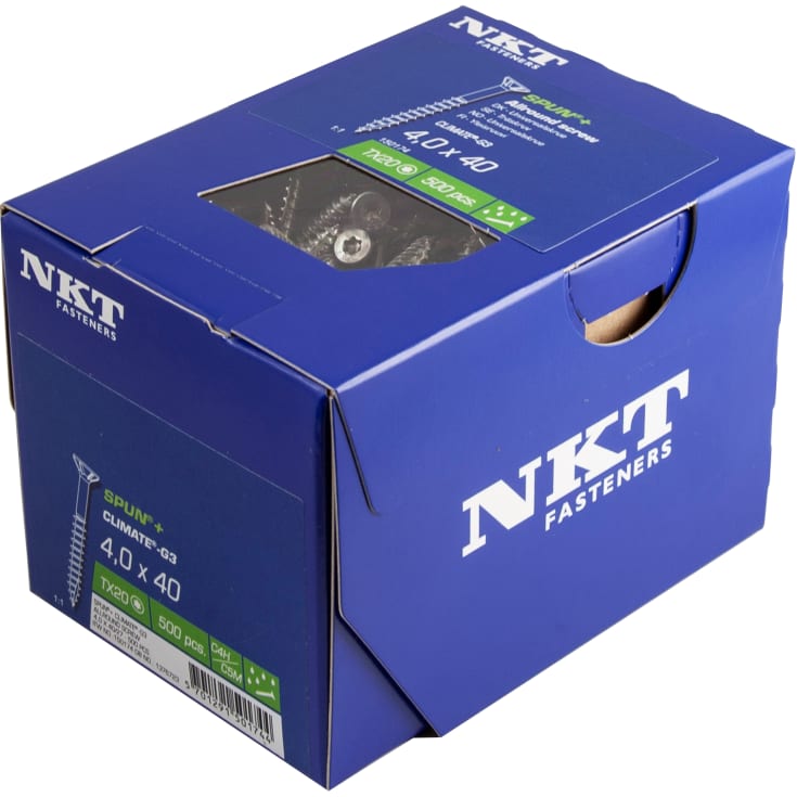 NKT Climate G3 spunskrue, med undersænket hoved, 4,0x40 mm, 500 stk