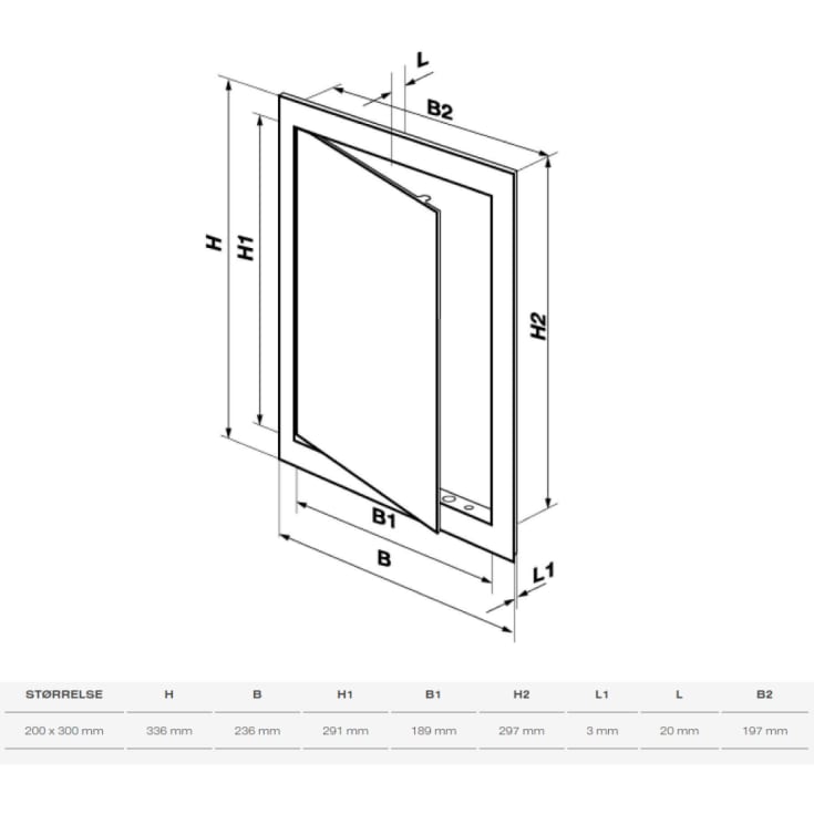 Inspektionsklämma IPP plast lackfärdig 200x300 mm, vit