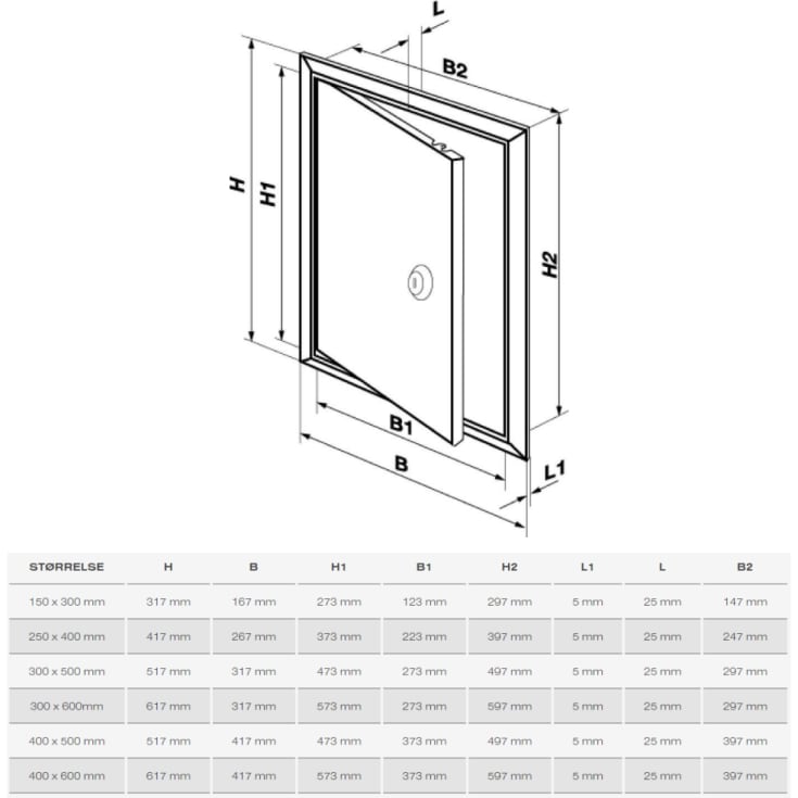 Duka inspektionslucka i plast, 400x500, vit
