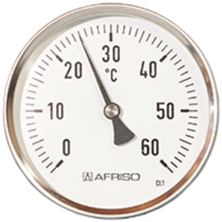 5 stk Rustfri termo Ø100x100mm, 0-120C, bagudv. føler, NB: Uden dykrør