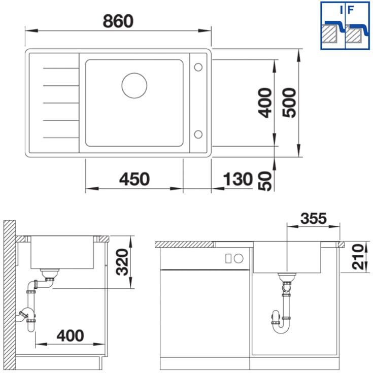 Blanco Andano XL 6 S-IF Compact kjøkkenvask, 86x50 cm, rustfritt stål