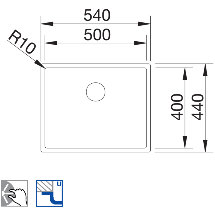 Blanco Claron 500-U UXI køkkenvask, 54x44 cm, rustfrit stål