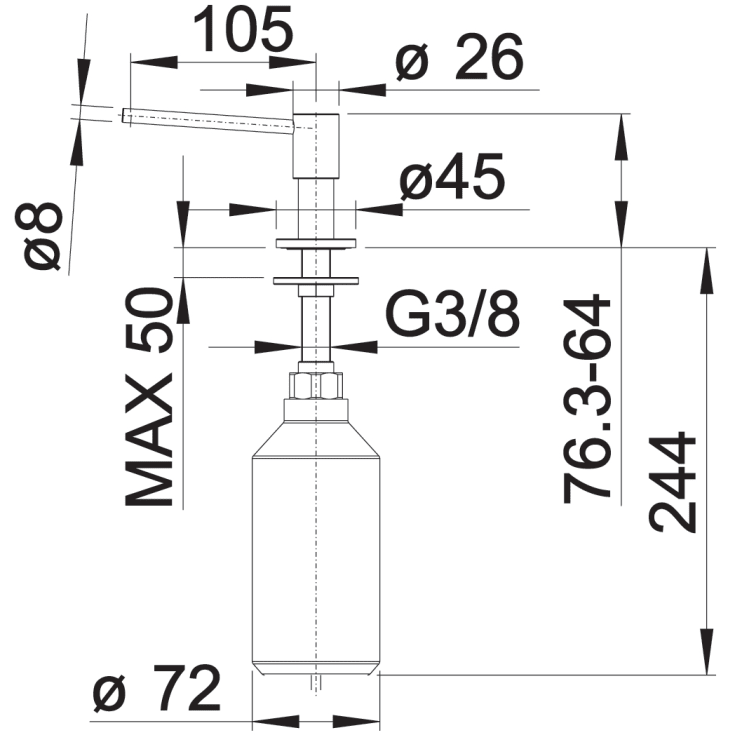 Blanco Piona sæbedispenser, børstet rustfri stål