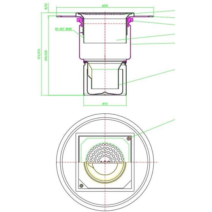 Aco afløbsskål, til beton og flisegulv, Ø110 mm