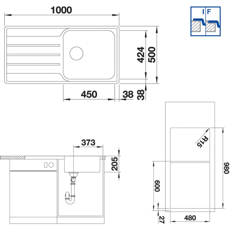 Blanco Lemis XL 6 S-IF kjøkkenvask, 98x48 cm, rustfritt stål