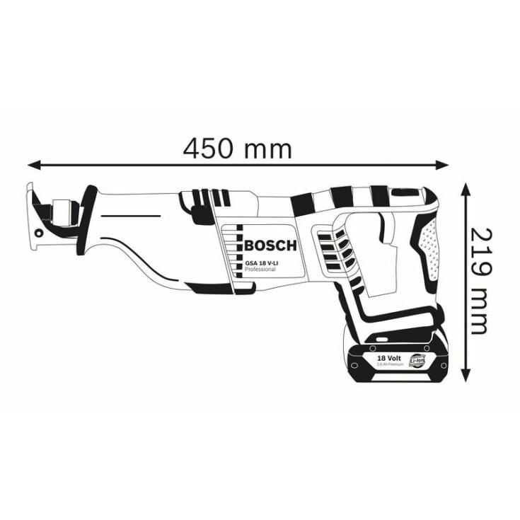 Bosch Professional bajonettsag GSA 18V-LI i kasse, u.batteri