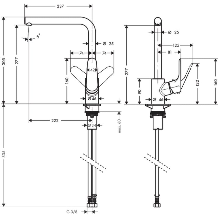 Hansgrohe Focus 280 köksblandare, matt svart