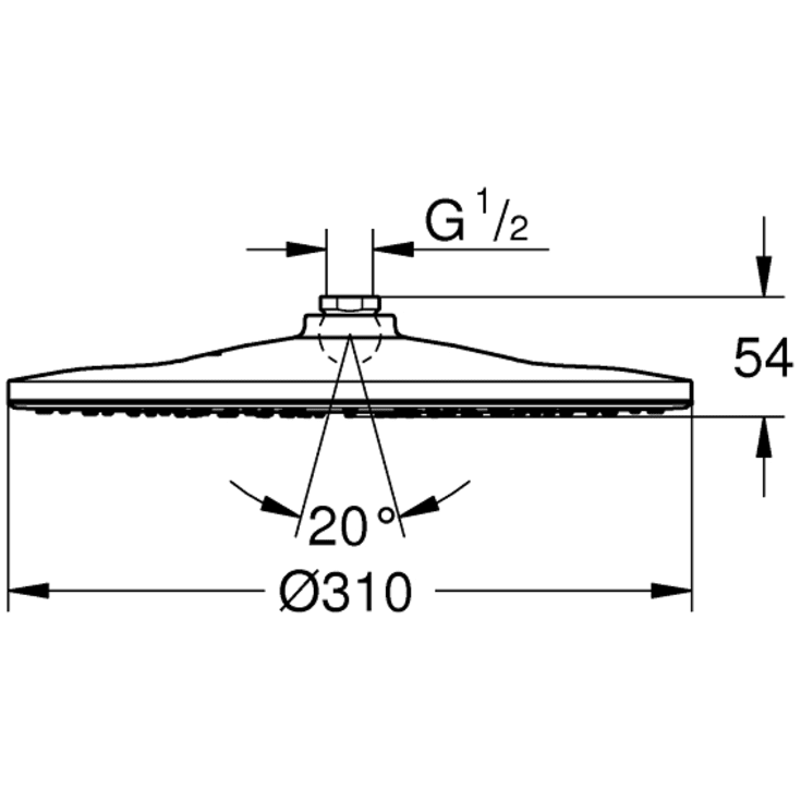 Grohe Rainshower Mono takdusj, Ø31 cm, krom/hvit