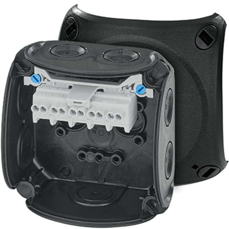 5 stk Hensel DK0202B membrandåse, 93x93 mm, sort