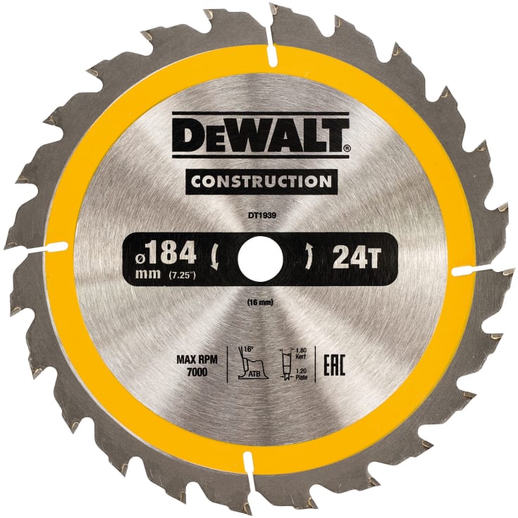 Dewalt DT1939-QZ constructionklinge, Ø184, 24 tænder
