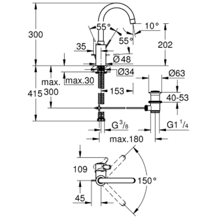 Grohe Eurosmart tvättställsblandare, krom