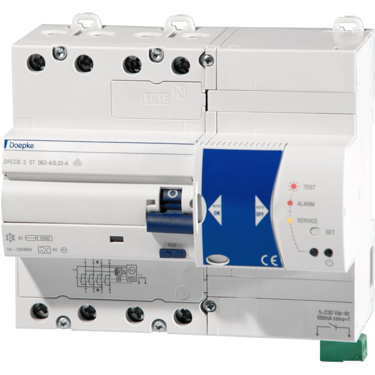 HPFI-strömbrytare AC/DC 4P 63A 30mA, 7M, självtest, DRCCB5 ST 063
