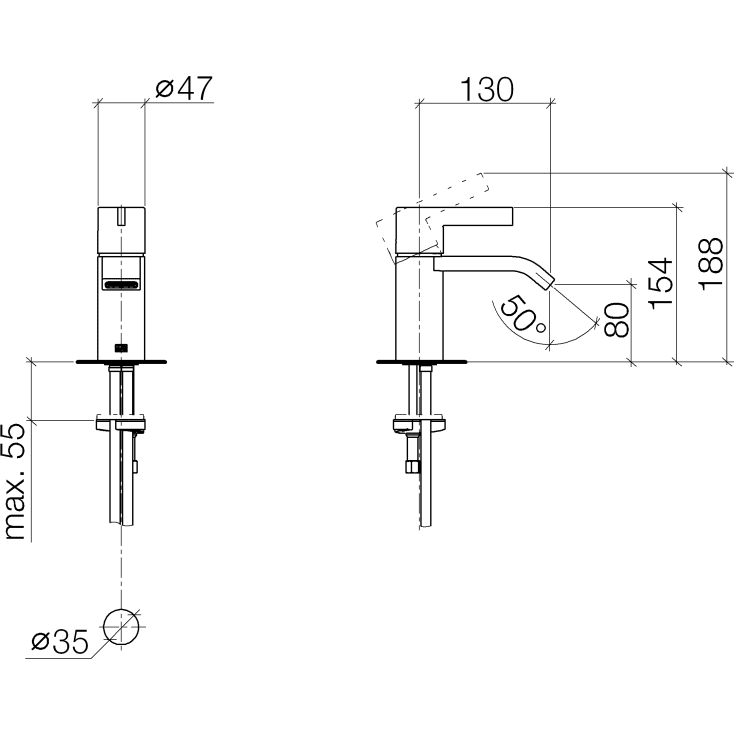 Dornbracht Imo håndvaskarmatur, krom