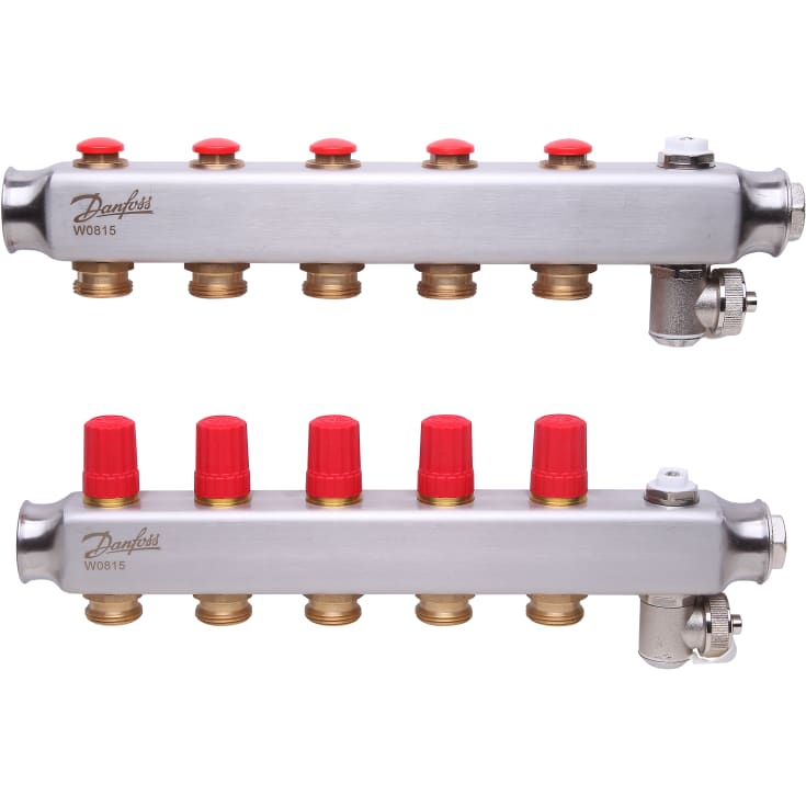 Danfoss SSM 1" värmekretsfördelare, 5 kretsar
