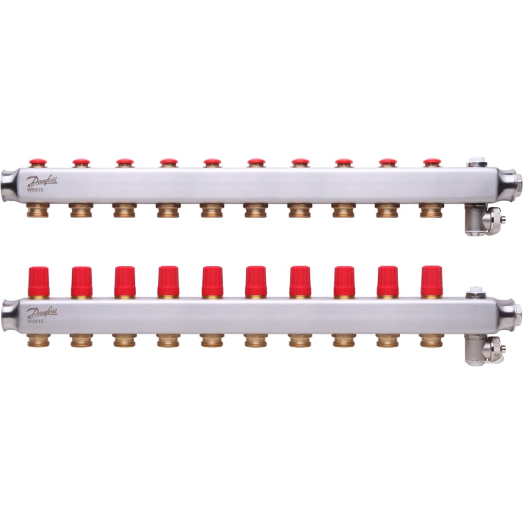 Danfoss SSM 1" värmekretsfördelare, 10 kretsar