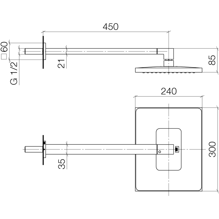 Dornbracht Symetrics brusehoved, børstet platin